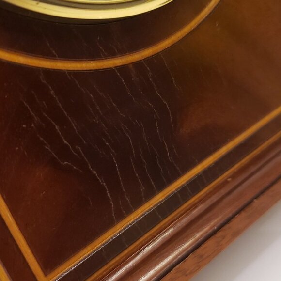 COMITTI of London Wooden Mantel Clock Brass feet 8"h x 6"w - Picture 4 of 11